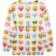 2016 Women Round Neck QQ Emotion Print Fashion Pullover