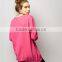 MGOO Custom Design Women Oversized Longline Plain Bright Pink Ripped Sweater Distressed Sweatshirt With Private Label