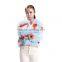 Myfur Ladies Pale Blue Fox Fur Coat With a Flower Genuine Fox Fur Outwear Jacket