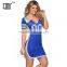 Football soccer dress jersey sports wear ladies blue cheerleading uniforms