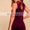 2017 burgundy Sleeveless Sexy Women Velvet Shift Dress