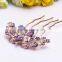 2015 new model FZZ-711 Fashion metal crystal hair fork all flower type