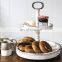 Adjustable rustic style solid wood white cake serving stand set wedding 2 tier cake fruit holder