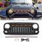 Grill for Jeep Wrangler JK Accessories 2007-2018 Matte Black Angry Face Grill with 5 Amber Lights for Jeep Rubicon Sahara Sport