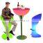 LED Coffee Table glow illuminated event night club led light bar stool furniture high cocktail table chair set