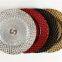 Round Embossed Wedding Gold Colored Feather Glass Charger Plate