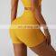 OEM Cross Waist Gym Shorts With Side Pocket Ribbed High Waist Athletic Wear