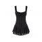 French style chic little girl style wrap-around sleeveless dress for women, slimming waist, shaping figure, showing off slimming curves, pleated A-line short skirt in solid color.
