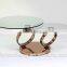 Glass top table with stainless steel leg