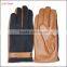 Men' new style Black woolen and brown leather stitch touch screen gloves with buckle