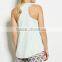 New Style OEM Summer Sexy Women 100% Cotton Knit Short Sleeveless Raceback Tank and Shorts Pajama Set