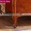 Wood frame structure and leather finish double bed with carving for bedroom furniture sets B-268