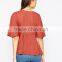 Fashion design lady blouse short sleeve kimono Red blouse 2015