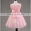 Wholesale high quality girls lace applique princess frocks pink chiffon maxi dresses TR-WS36