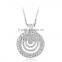 Vintage Hollow Out Long Chain Necklace Round Gold Plated Rhinestone Pendant Necklace for Women Jewelry Gifts