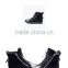 OLZB18 directly supplied by factory flat leather bottom lace up black ankle high casual flat boots