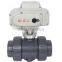UPVC AC24V 220v electric actuator ball valve for water application
