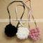 Lovely Design Unique Style Gather Rabbit Fur Pompoms Leather Chain Bags