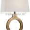 11.22-5 an open sphere ring design in a warm Brass Ring Table Lamp a rectangular lamp shade