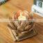 2016 Unique Cheap Artificial handmade Wooden Glass Bubble Lotus Candle Holder