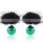 Shinning newest style fur ball stud earrings/fashion luxury colorful light ball earrings stud