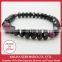 Faceted Black Spinel beads and Indian Rubies beads bracelet, high quality, precious stones, Indian Ruby bracelet, made in Japan