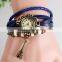 In Stock New Vintage Eiffer Tower mens leather bracelet