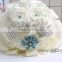 Exquisite Blue Bouquets with beads, rhinestone and brooches