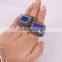 Natural Lapis Lazuli Druzy Stone Rings, Pave Crystal Rhinetone Single Stone Ring Design