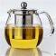 Hot sale!520ml/750ml Mouth blown heat-resistant borosilicate teapot with stainless steel filter, in stock.