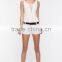 summer nice design women white belted linen shorts wholesale