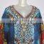 Cotton digital crystal embellished lace up kaftan CAFTAN tunic poncho blouse