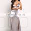 MGOO Hot Sale New Designs Silver Silky Maxi Dress V Neck Cutout Slit Plunge Dress Custom Plain Party Dress
