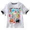 100% Cotton High Quality Blue Dog Printing Colorful Animal T-shirt for Children