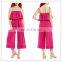 Online Stylish Women Sleeveless Tie Wasit Pink Romper Pants (JP1762003)