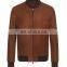 Men's Light Brown leather Bomber jacket with zipper