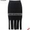 Factory Wholesale Black Fashion Ladies Viscose Mini Knit Dress with Bottom Split
