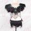 Aidocrystal Wholesale Black Feather Sexy Bra And Panty Set Girls Night Club Dance Wear