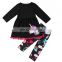 Wholesale Kid Girl Set Black Tops And Trousers Cotton Unicorn Kids Girl Outfits