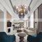 Modern Luxury smoky grey glass led circle art decor gold pendant light