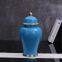 Living Room Hallway Tea Dining Table Nordic Style Blue Gild Large Ceramic Vase With Lid