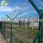 Y post airport fence PVC coated galvanized welded wire mesh fence with barbed wire