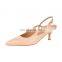 Latest ladies low heel pointed toe design ankle strap jing pin shoes women sandalias mujer shoes
