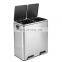 48L stainless steel 2-compartment waste garbage can soft close Kitchen sorting recycling pedal bin
