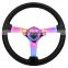 custom wholesale one piece black wood car steering wheel with control horn buttons