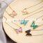 Boutique Stainless Steel Six Colors Crystal Butterfly Pendant Necklace For Women Glamour Female Color Butterfly Jewelry