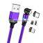 Wholesale 3PIN 1M 2M 540 rotation Fast Charging Micro Type C Data Magnetic 3 In 1 Usb Charging Cable Data cable