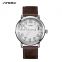 SINOBI S9813G Masculine Leather Watch Man Luminous Pointers Wristwatch with Date Window Male OEM Hand Watch