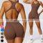 Sexy Hollow Out Back Sleeveless Bodysuit Short Sports Jumpsuit One Piece Gym Fitness Jumpsuits Seamless Yoga Jumpsuit For Women