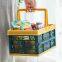 Collapsible Shopping Basket, Foldable Storage Containers, Plastic Stackable Picnic Basket with Handle